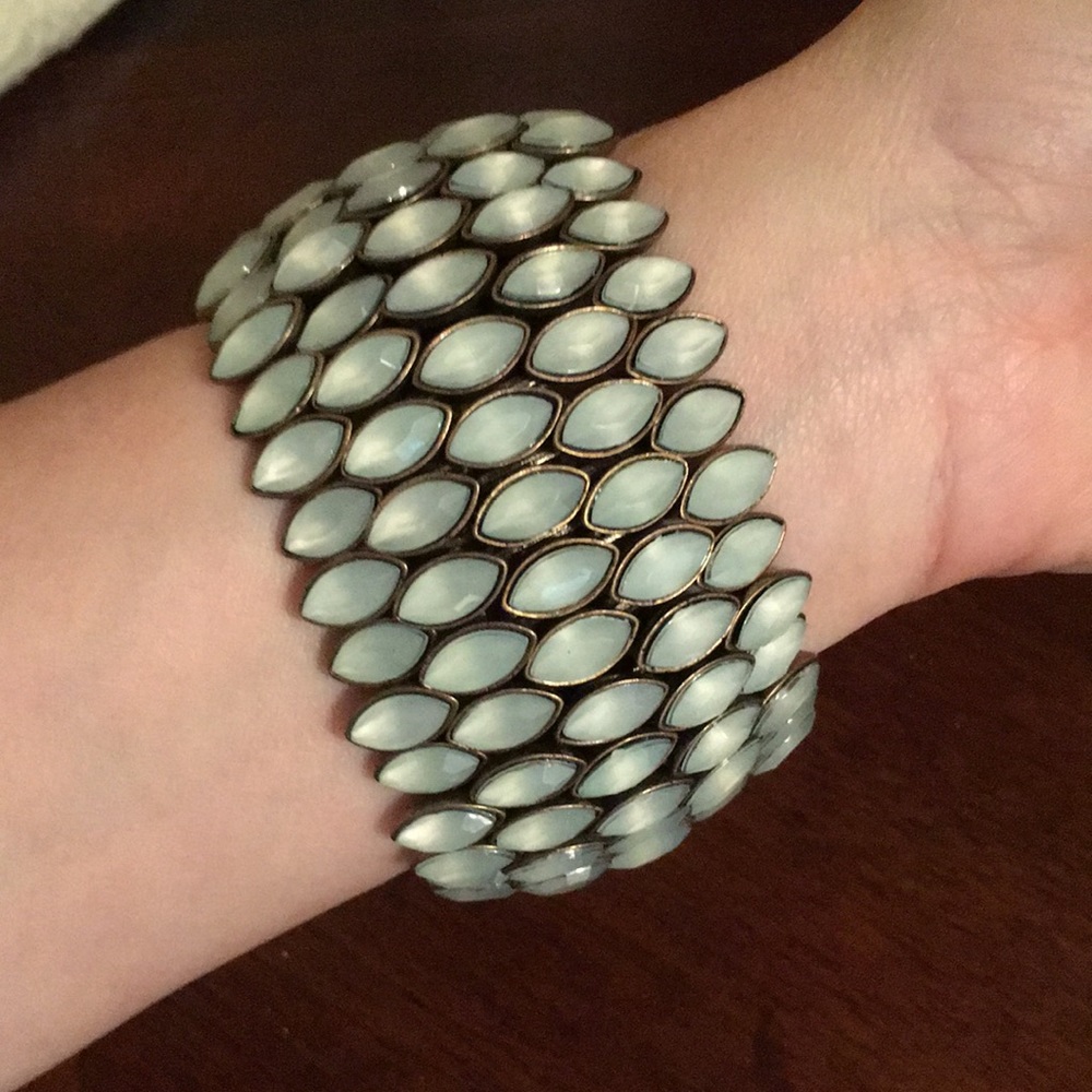 Light Blue and brass colored chunky bracelet